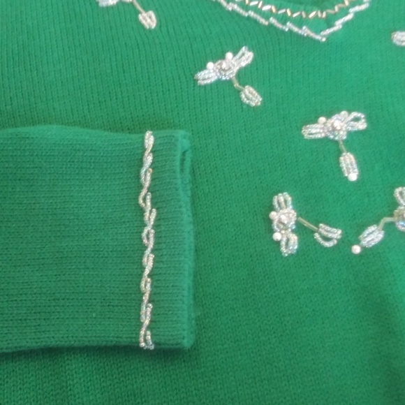 Green Beaded Sweater - Picture 2 of 2